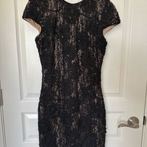 Dress The Population Black Lace Sequin Mini Dress - Size M